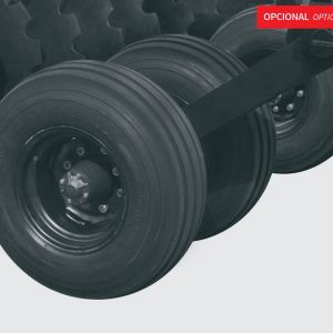 Standard: axle hub with 8 holes. Recommended tires: two dual 12.5L x 15” 12 ply rib implement tires with heavy duty 8 bolt wheel hubs (wheels and tires are not included). 