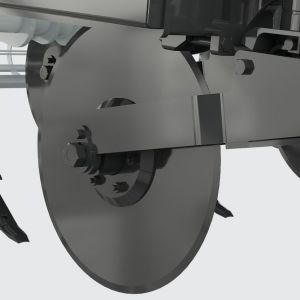 Independent adjustable 26” cutting discs, arranged in front and at the alignment of each rod.