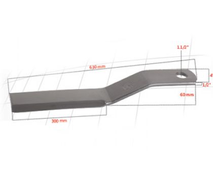 Faca 630 mm x 100 mm x 12 mm