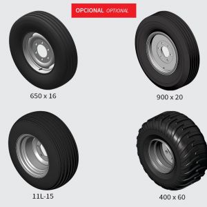 Optional: Tyre 650x16 for CRI from 12 and 14 blades. Tyre 11L-15 for CRI from 16 to 30 blades. Tyre 900x20 for CRI from 32 to 44 blades. Tyre 400x60 for CRI from 32 to 44 blades.