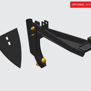 Support with furrower tip for planting corn.