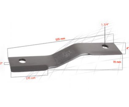 Faca 535 mm x 100 mm x 12 mm