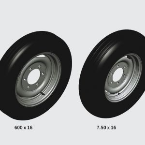 Wheel 600 x 16 for 36, 40, 42, 44 discs. Wheel 7.50 x 16 for 48, 52, 56 discs. 