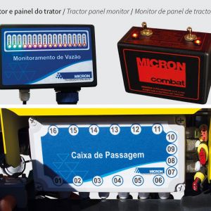 Flow monitor that controls the 3 application nozzles and in case of clogging or any system failure, it emits an audible signal and a light warning. Panel to turn on / off the electric stirrer and the suction pump.